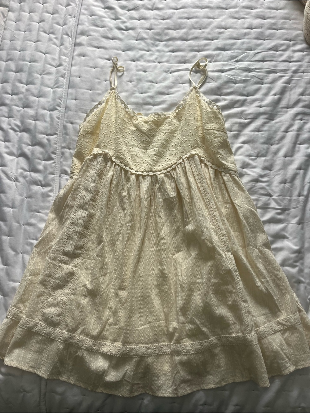 Kimchi Blue Cream Eyelet Mini Sundress - Picture 1 of 3
